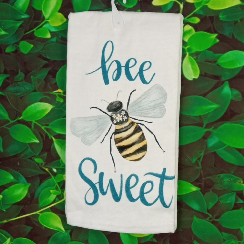 🌼🍒 Bee Sweet White Kitchen Towel - Picture 4 of 5
